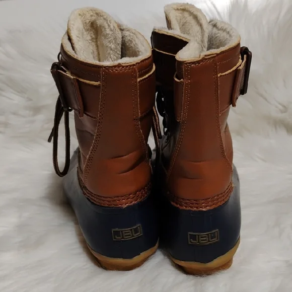 JBU Tan/Blue Big Kids Lace-Up Boots Sz.6.5 Or Women's 8/8.5 - Picture 5 of 12